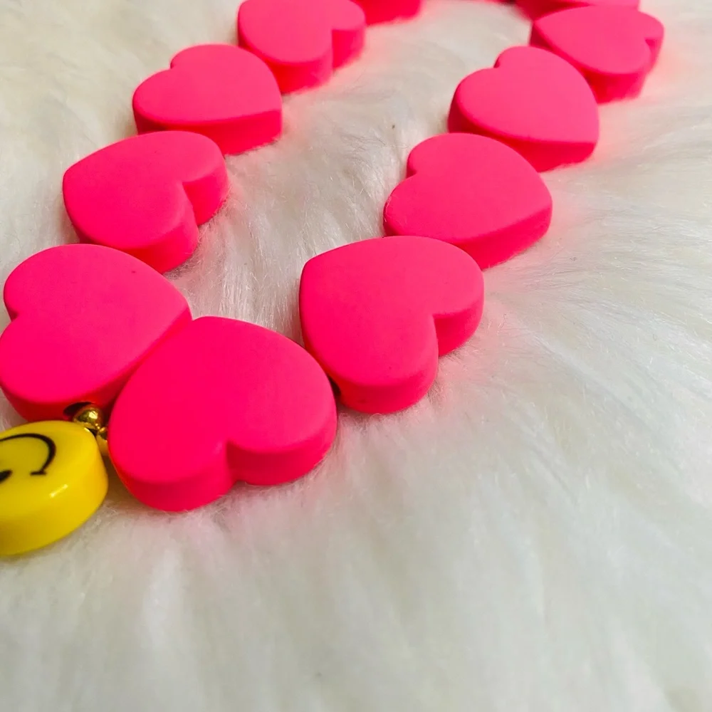 Hot Pink heart phone lanyards Wristlet Phone Charm Y2K Smile Face New